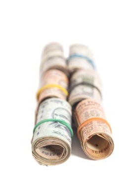 Hint rupi üzerinde beyaz izole ve rulo