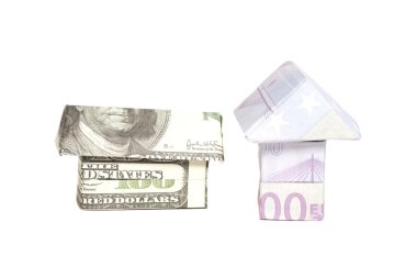 500 euro ve 100 dolarlık banknotlar origami ev yaptım 