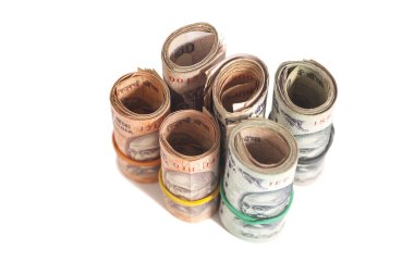 Hint rupi üzerinde beyaz izole ve rulo