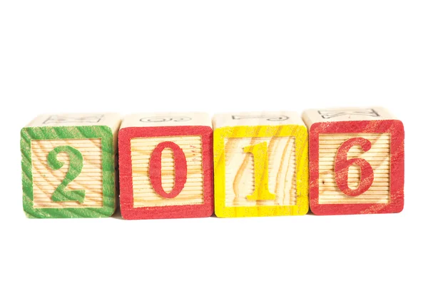 2016 Neujahr Holzwürfel — Stockfoto