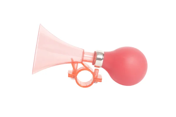 Red plastic air horn isolated on white background — Stock Photo, Image