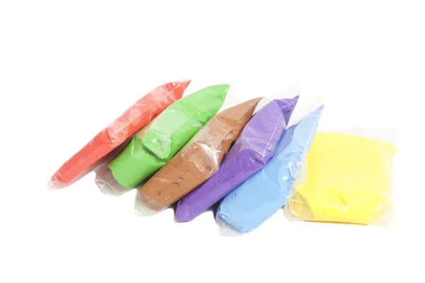 Argila polimérica colorida em embalagens — Fotografia de Stock