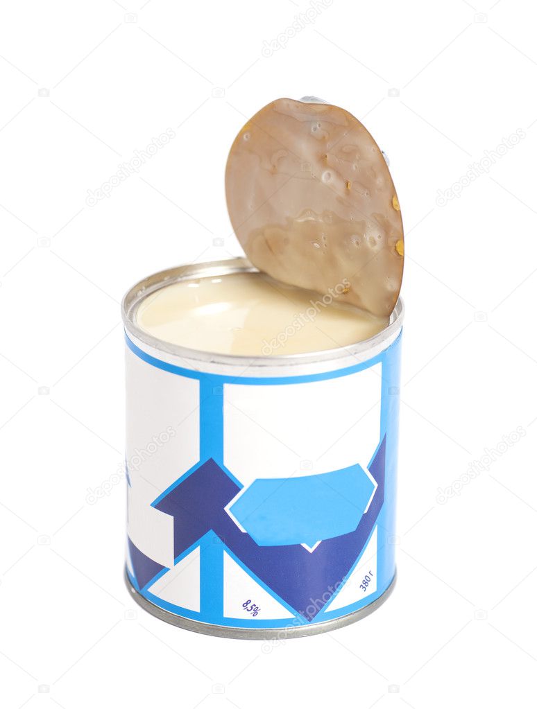 Opened Condensed milk tin can