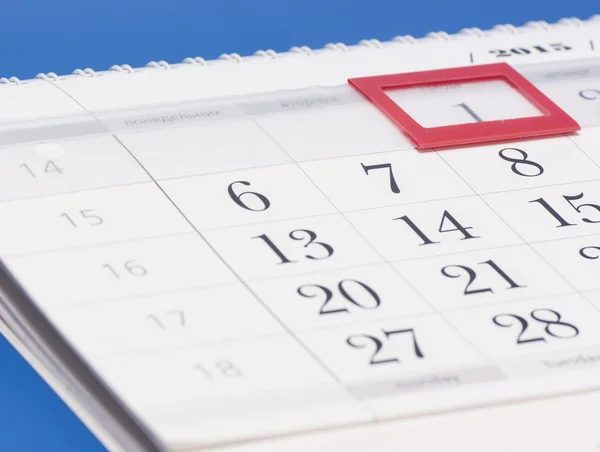 Calendário 2015 ano calendário.Calendário com marca vermelha na data emoldurada 1 — Fotografia de Stock