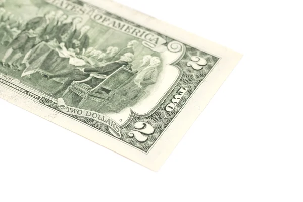 白色背景上的两块钱条例草案 — 图库照片