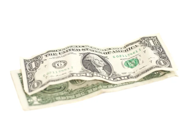 Один доллар банкноты изолированы на белом фоне — стоковое фото