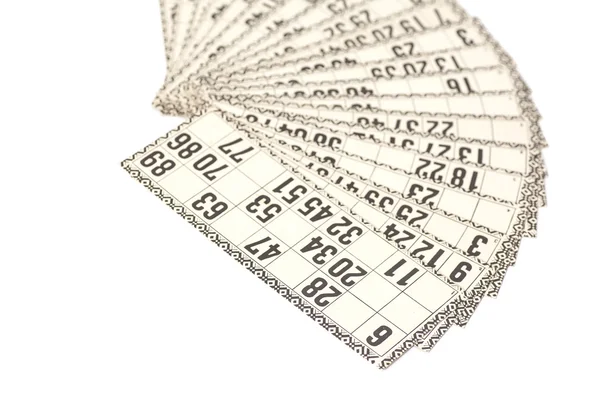 Karten für russisches Lotto (Bingo-Spiel) isoliert auf weißem Hintergrund — Stockfoto