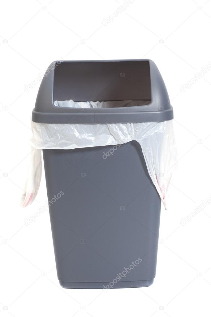 Gray garbage can