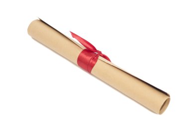 Kırmızı kurdele ile bağlanmış diploma