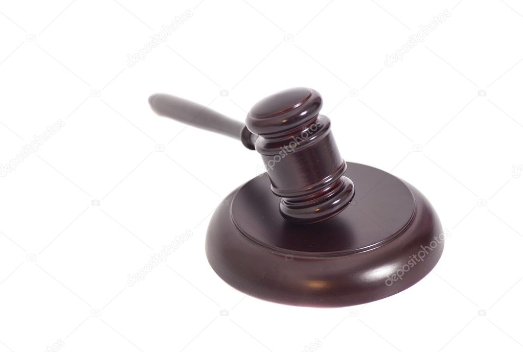 Wooden judge gavel and soundboard 