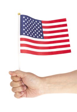 El ele tutuşan Amerikan bayrağı