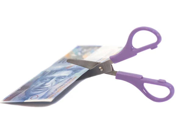 Száz svájci frank bankjegyek, scissors.currency, Ani — Stock Fotó