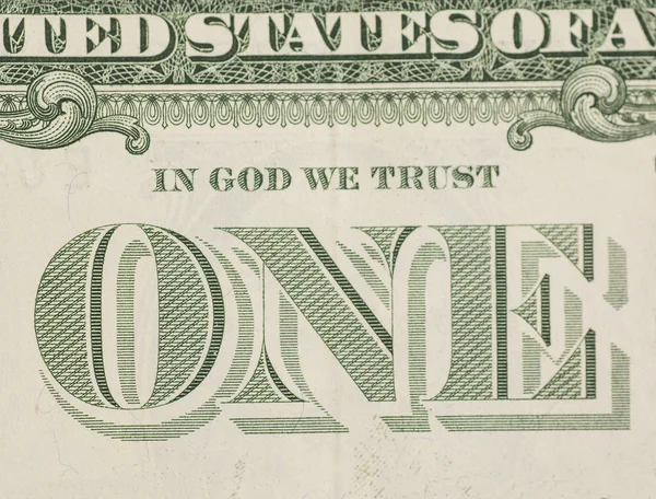 Στον Θεό που εμπιστευόμαστε - μας ένα δολάριο νομοσχέδιο closeup macro, usd 1 bankn — Φωτογραφία Αρχείου