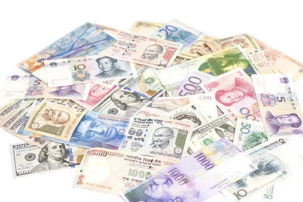 Nemzetközi valuta-bankjegyek — Stock Fotó