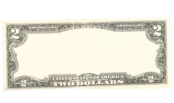 Σαφή δύο δολάριο νομοσχέδιο που απομονώνονται σε λευκό φόντο — Φωτογραφία Αρχείου