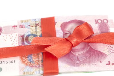 Çin Yuan para hediye beyaz izole