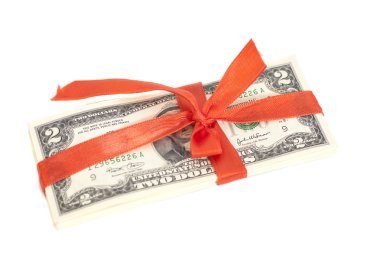 Amerikan dolar para hediye beyaz izole