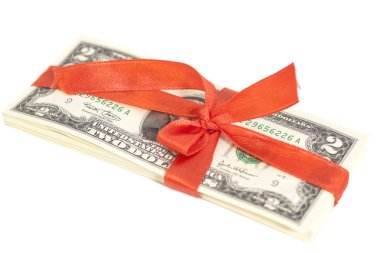 Amerikan dolar para hediye beyaz izole