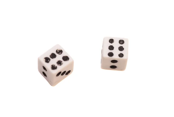 Pair of white dice on the white background — Stock Photo, Image