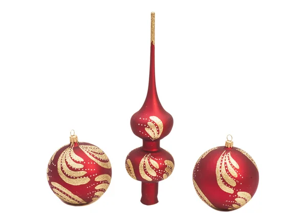 Červená vánoční dekorace koule s glitrem — Stock fotografie