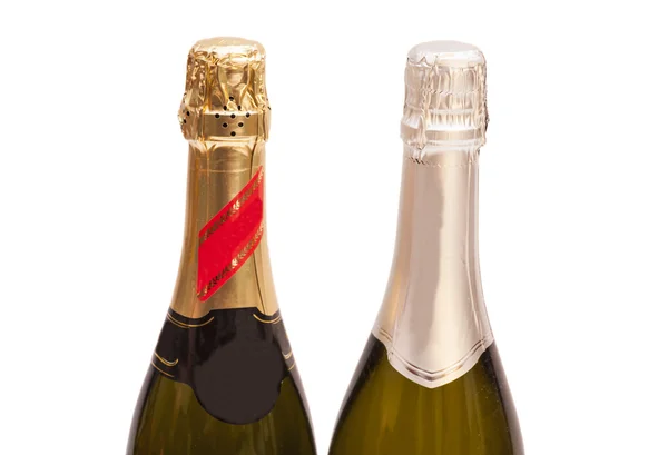 Two champagne bottles on white — Stock Photo, Image