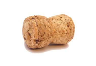 Beyaz arkaplanda izole edilmiş şarap mantarı 