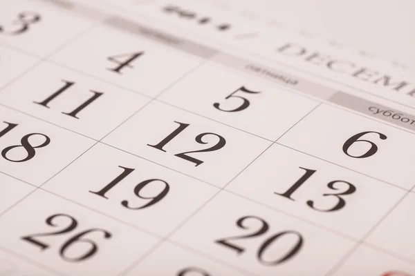 Grudnia na numer Data kalendarza — Zdjęcie stockowe
