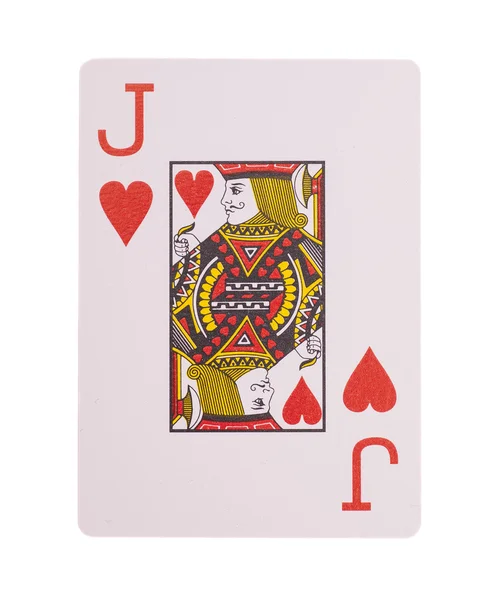 흰색 바탕에 하트 재생 카드의 잭 — 스톡 사진
