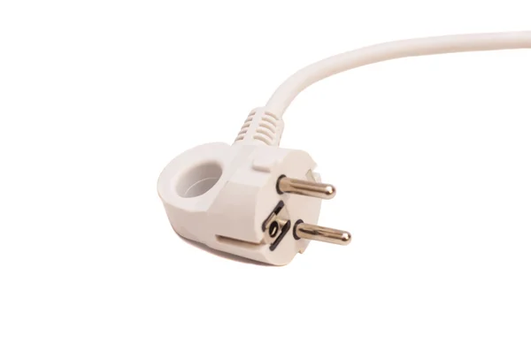 Biały elektryczne Podłącz kabel na białym tle — Zdjęcie stockowe