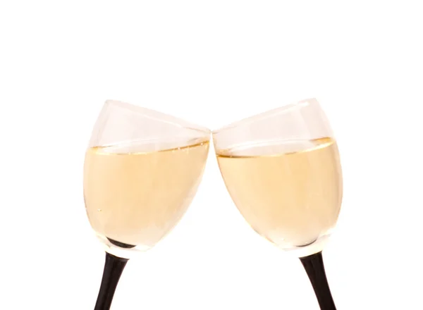 Two champagne glasses. Isolated on white background — Stock Photo, Image