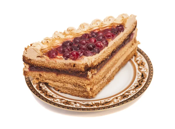 Kawałek ciasta krem na talerzu — Zdjęcie stockowe