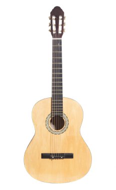 beyaz arkaplanda izole edilmiş akustik gitar