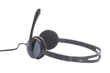 Beyaz arka plan üzerinde izole mikrofon kulaklık