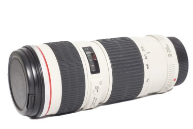 Kamera fotoğraf merceği beyaz arkaplan üzerinde