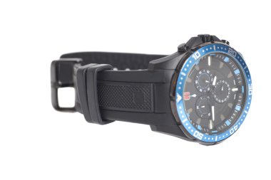 Black Mens Watch beyaz bir arka plan üzerinde izole