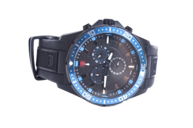 Black Mens Watch beyaz bir arka plan üzerinde izole
