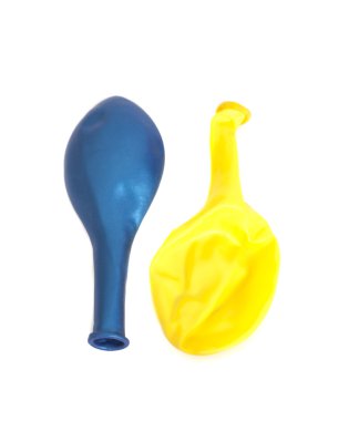 Sönük kauçuk sarı ve mavi balonlar