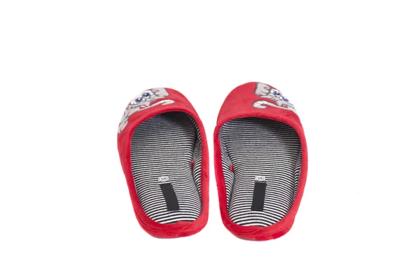 Pair red home womans slippers — Stock Photo, Image