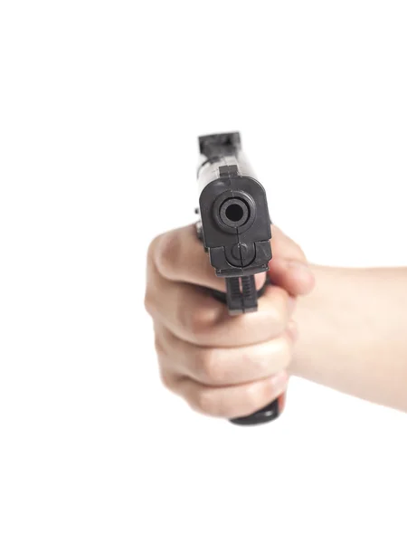 Mano con pistola aislada — Foto de Stock