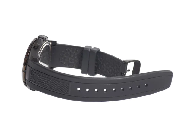 白い背景に分離されたブラック メンズ腕時計 — ストック写真