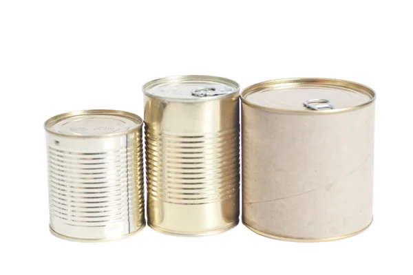 Sealed metal cans isolated on white background — Stock Photo, Image