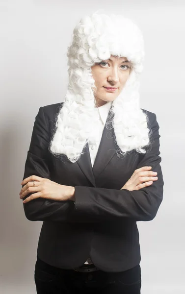 Female judge wearing a wig — Stock Photo, Image