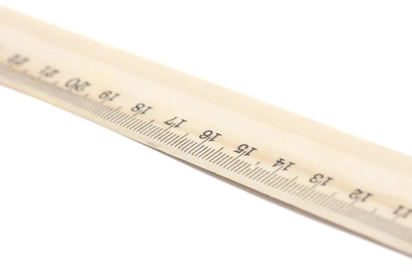 Wooden ruler isolated on white background — Stock Photo, Image