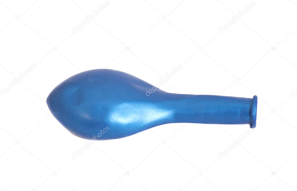 Deflated rubber  blue balloon