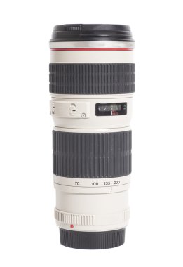 Kamera fotoğraf merceği beyaz arkaplan üzerinde