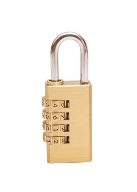 Kombinasyon asma kilidi beyaz arkaplanda izole edildi 