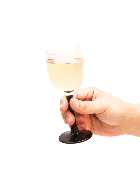 Рука держит стакан с шампанским изолированы на белом backgro — стоковое фото