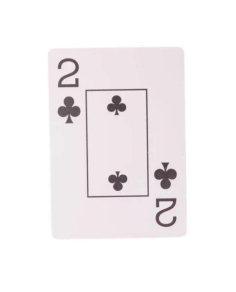 Два из клубов игральные карты, изолированные на белом фоне — стоковое фото