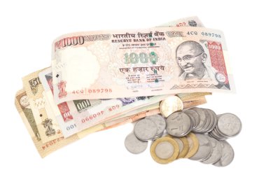 Hint para birimi Rupisi banknot ve madeni paraların 