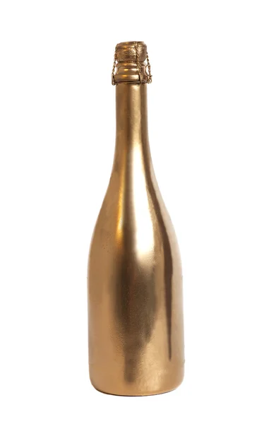 İzole altın şampanya şişesi — Stok fotoğraf